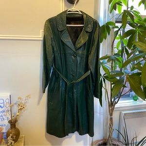 Vintage Green Leather Trench